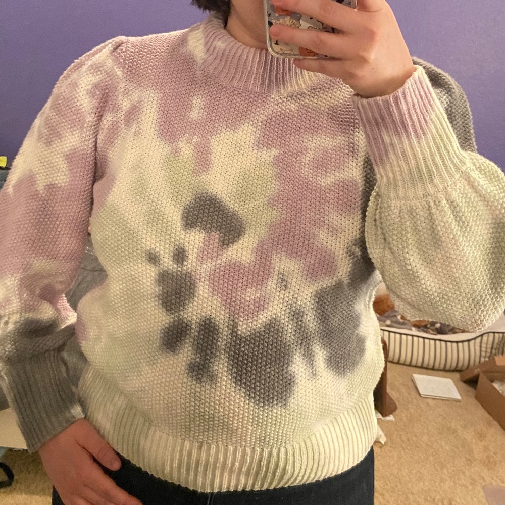 Madewell Tie-dye puff-sleeve sweater